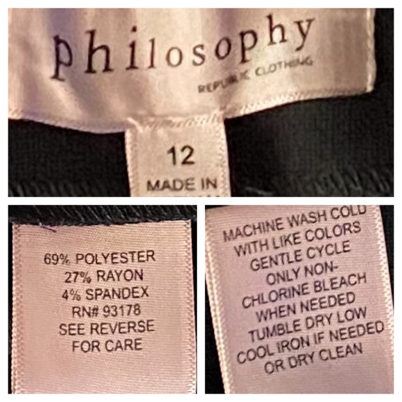 Philosophy Black Stretch Pencil Skirt Career SZ 12 - Picture 9 of 11